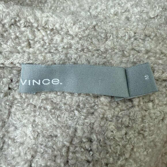 Vince Womens Cropped Cashmere Blend V-Neck Sweater Medium Beige Chunky Textured - Picture 3 of 9